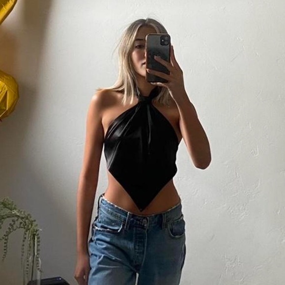 Satin Tie Top - Picture 1 of 3